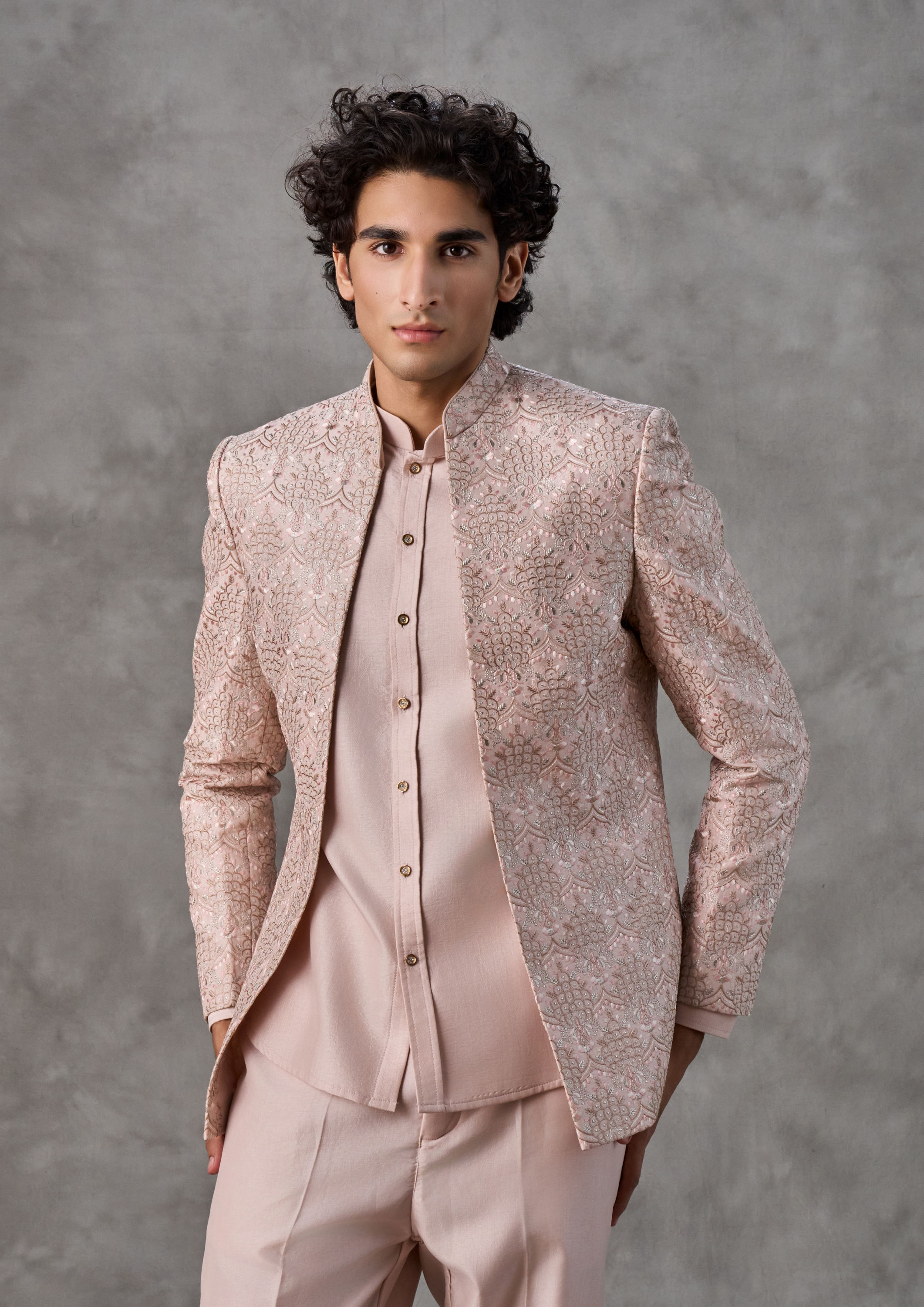 Twamev Men Regal Dusty Pink Indo Western