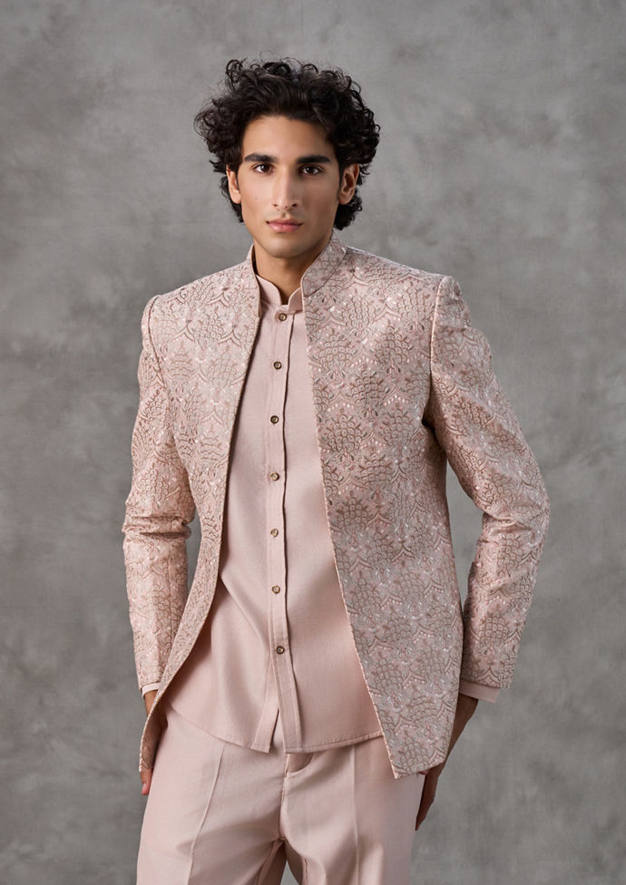 Twamev Men Regal Dusty Pink Indo Western