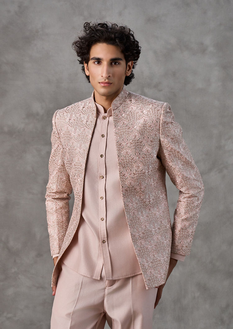 Twamev Men Regal Dusty Pink Indo Western