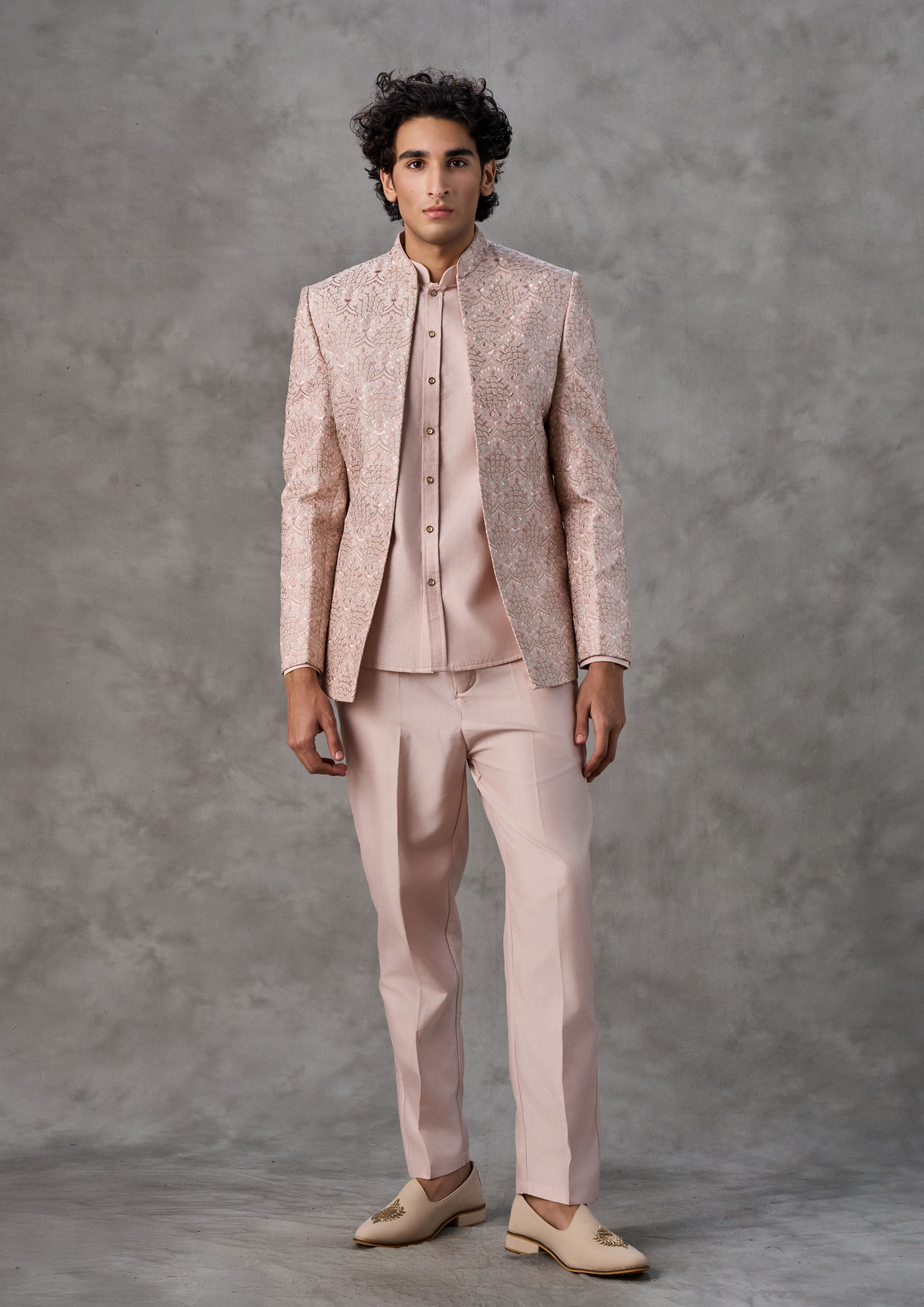 Twamev Men Regal Dusty Pink Indo Western