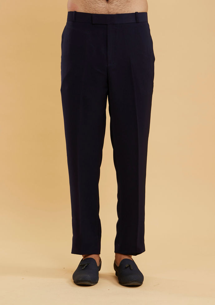 Twamev Men Indigo Blue Bel Buti Patterned Indo Western Set