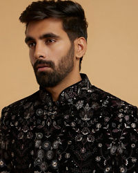 Twamev Men Black Velvety Elegance Indo Western
