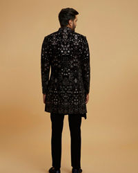 Twamev Men Black Velvety Elegance Indo Western