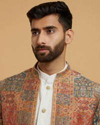 Twamev Men Cream Splendour Brocade Indo Western