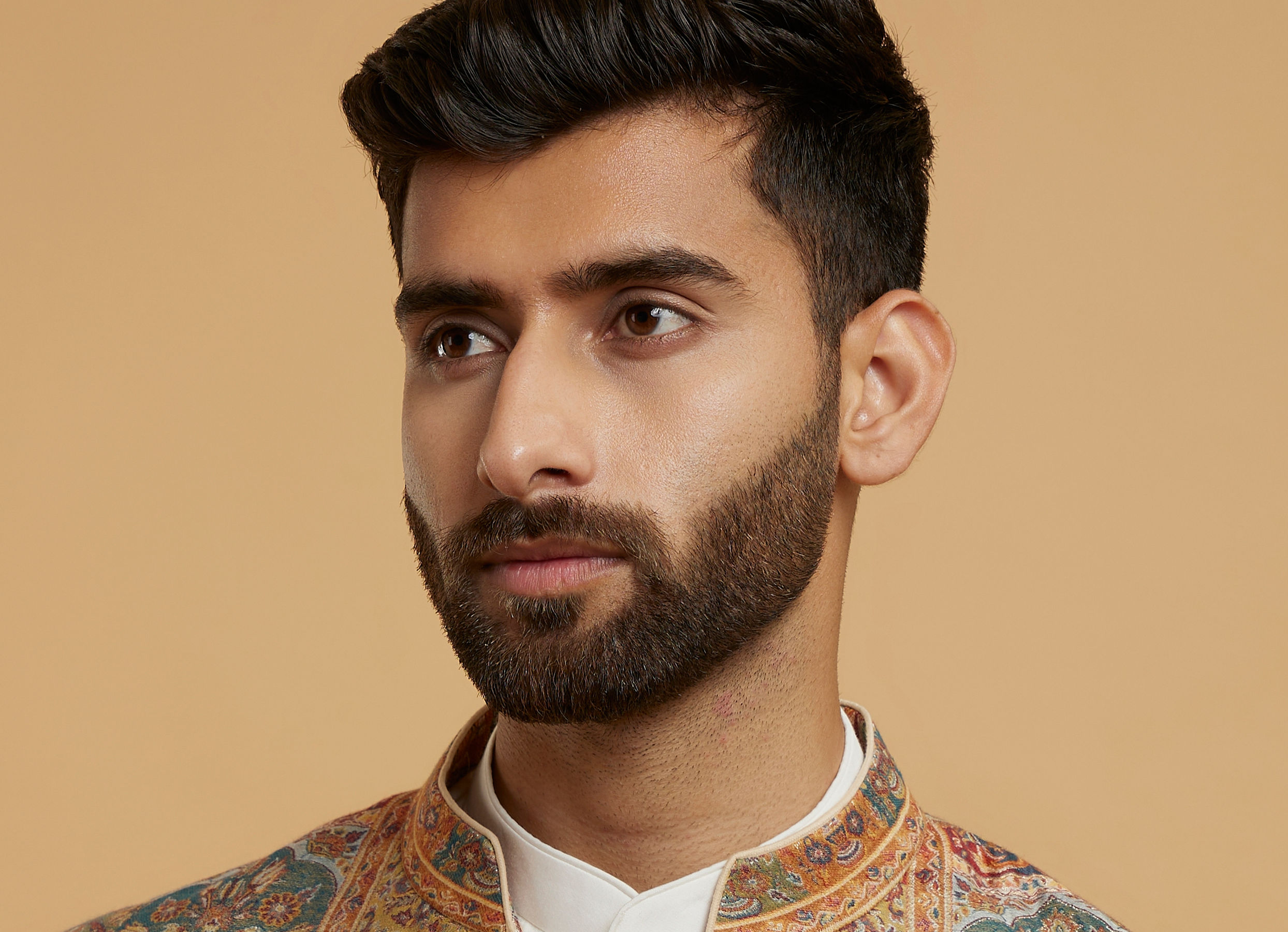 Twamev Men Cream Splendour Brocade Indo Western