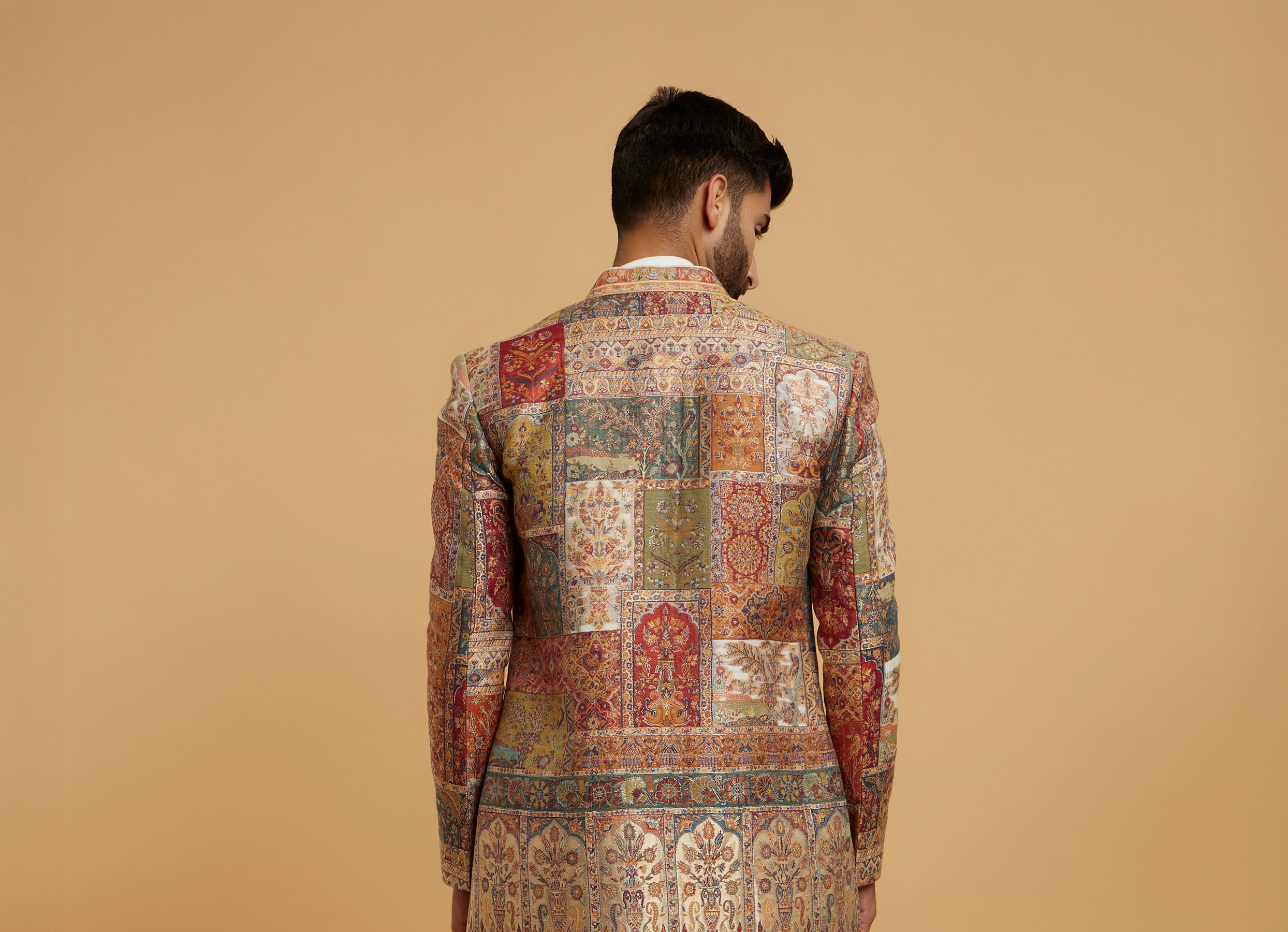 Twamev Men Cream Splendour Brocade Indo Western