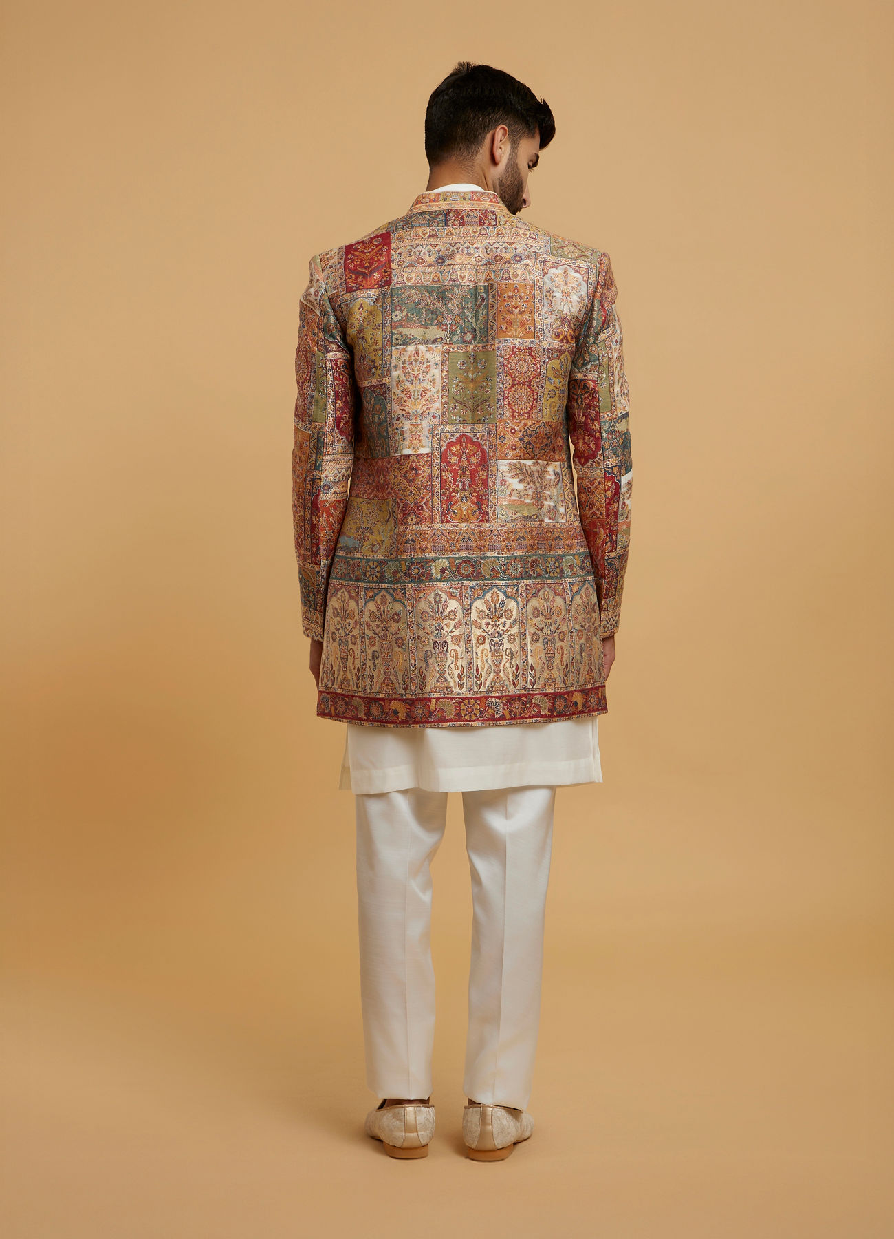 Twamev Men Cream Splendour Brocade Indo Western