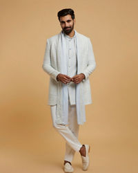 Twamev Men Light Blue Grandeur Indo Western