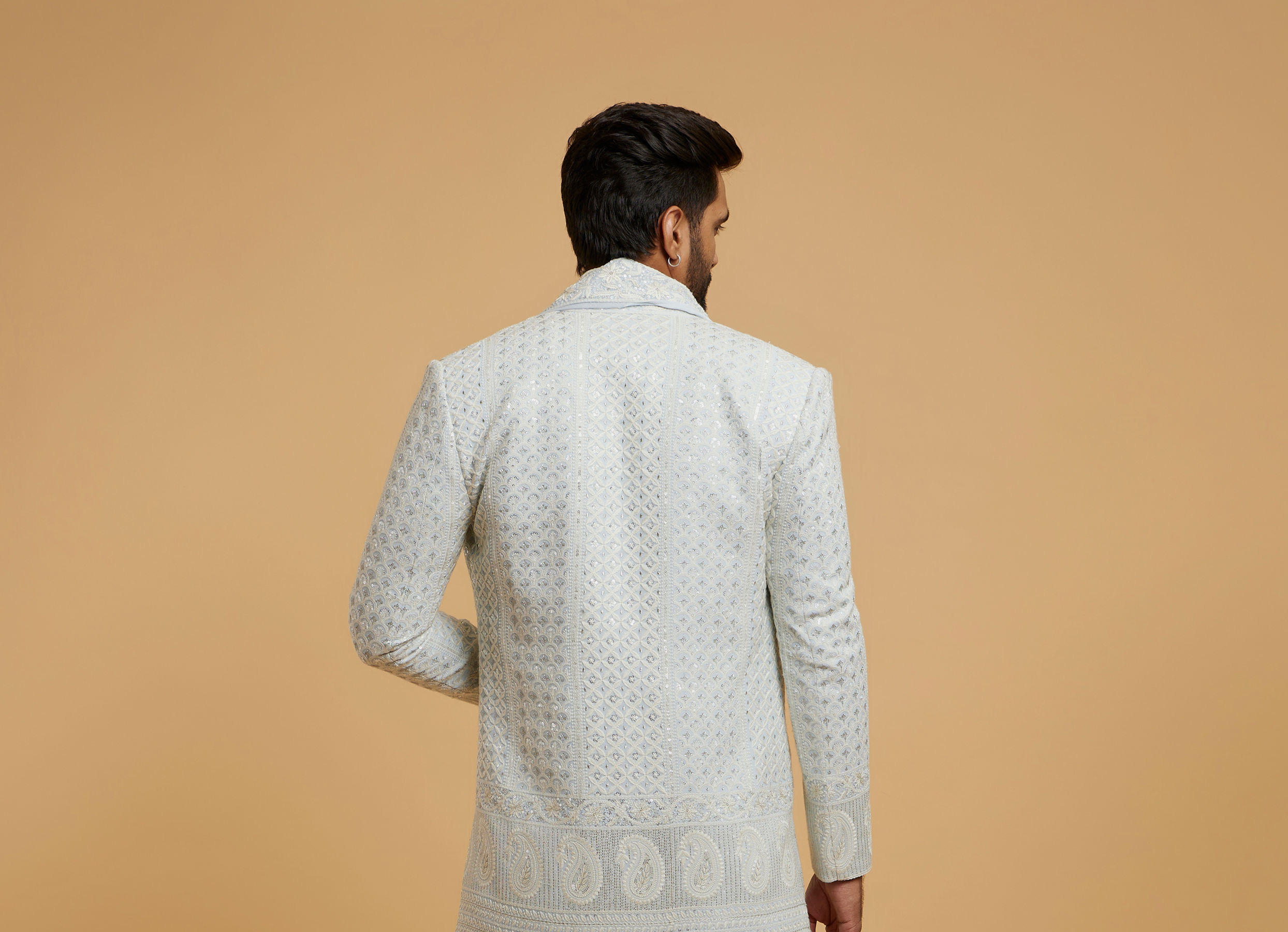 Twamev Men Light Blue Grandeur Indo Western