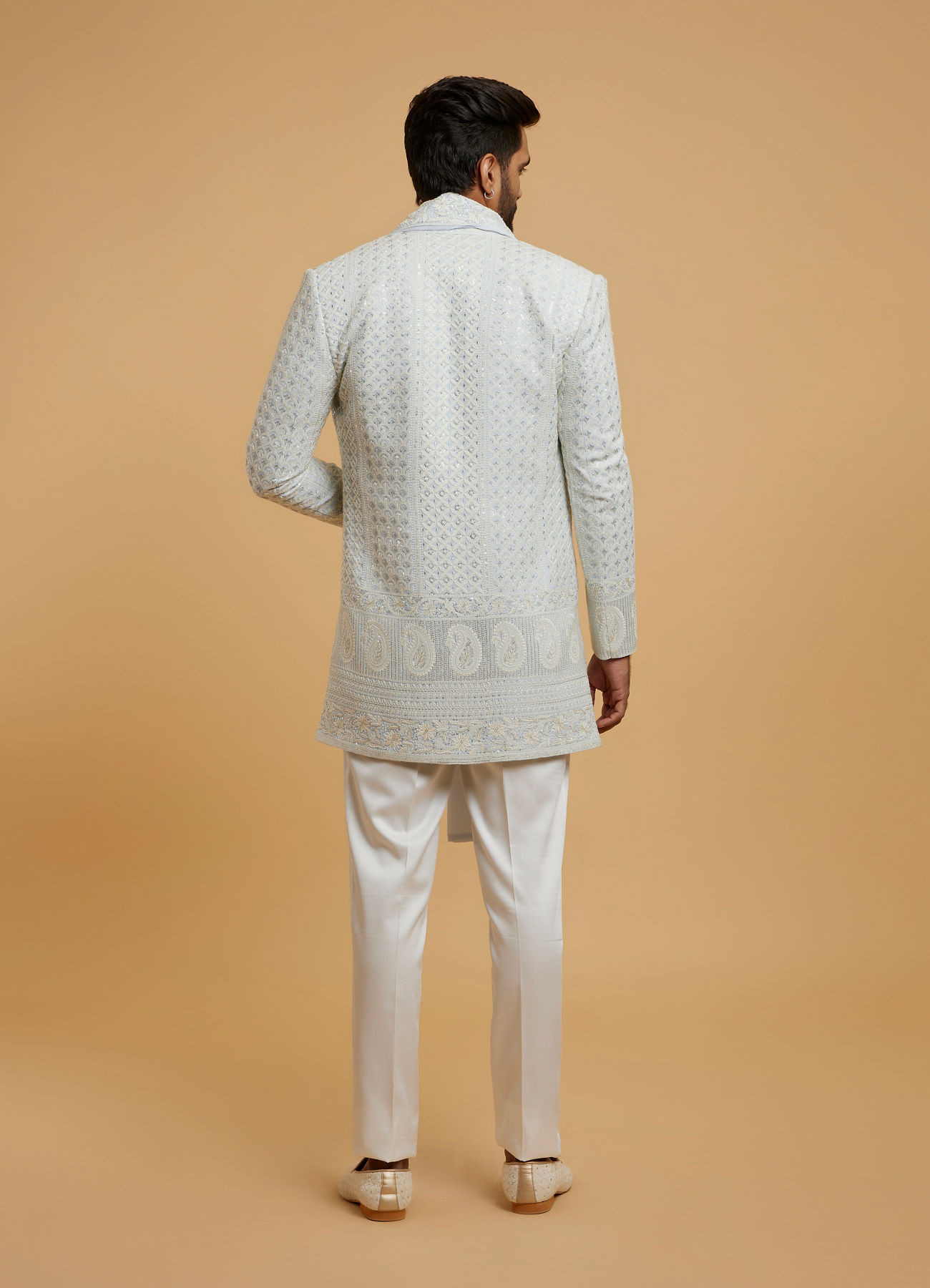 Twamev Men Light Blue Grandeur Indo Western