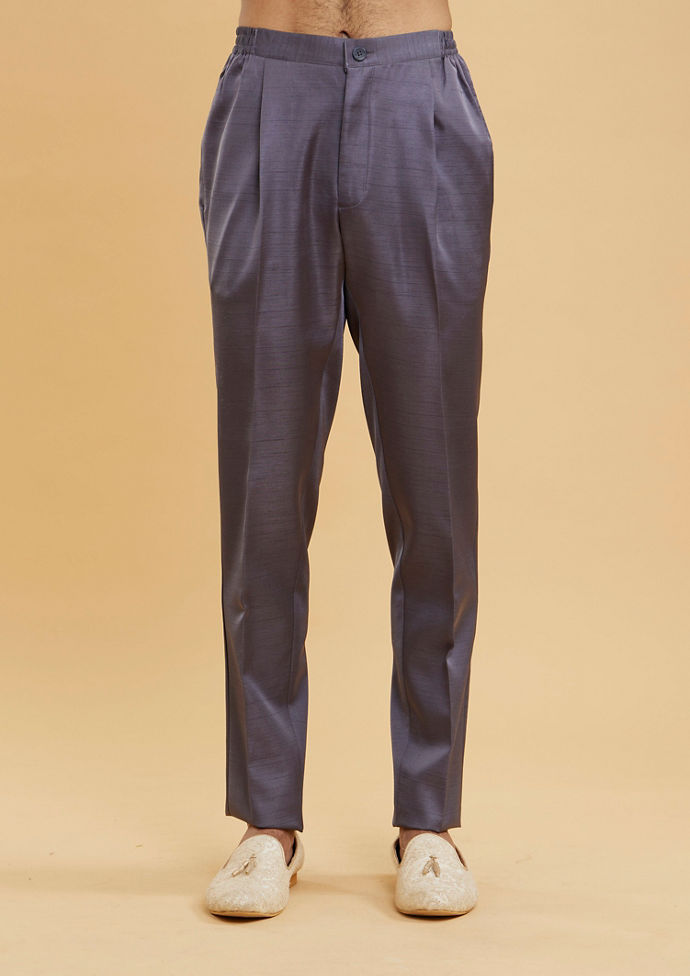 Twamev Men Grey Velvet Intrigue Indo Western