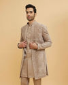 Fawn Floral Embroidered Indo Western Set with Bagh Motifs