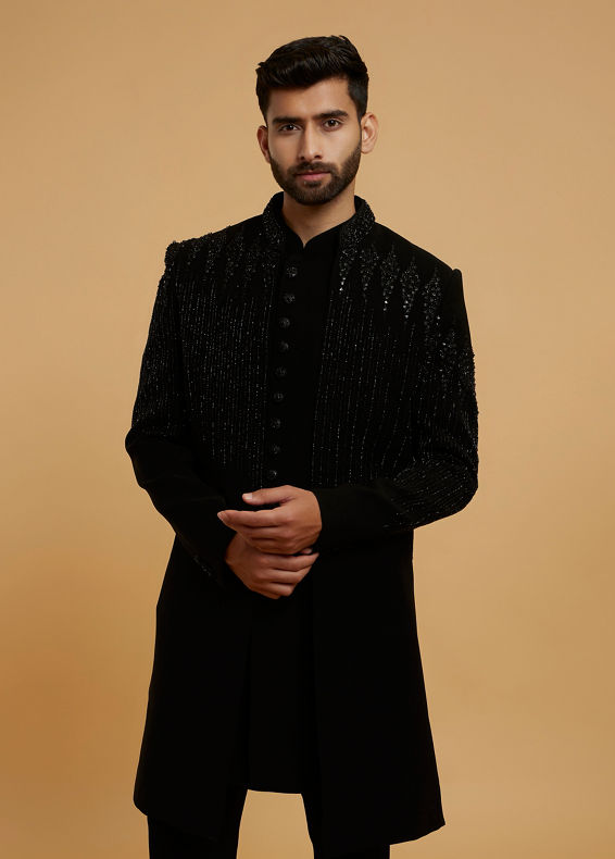 Twamev Men Black Majesty Indo Western