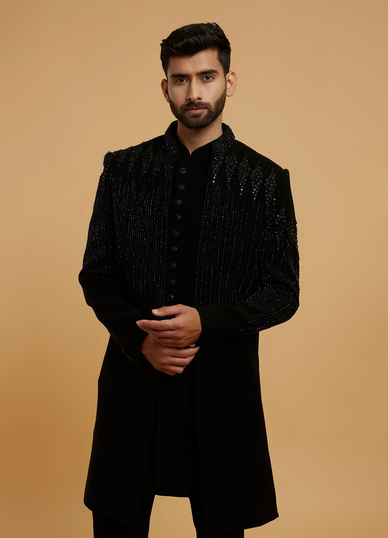 Twamev Men Black Majesty Indo Western