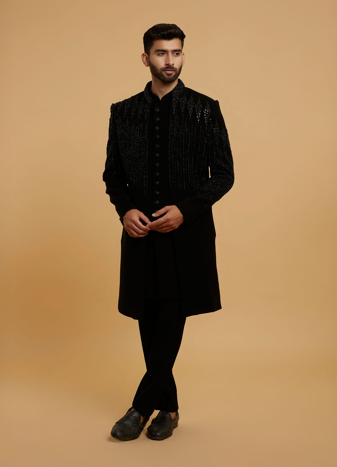 Twamev Men Black Majesty Indo Western