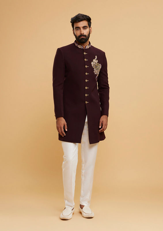 Twamev Men Regal Wine Majestic Indo Western