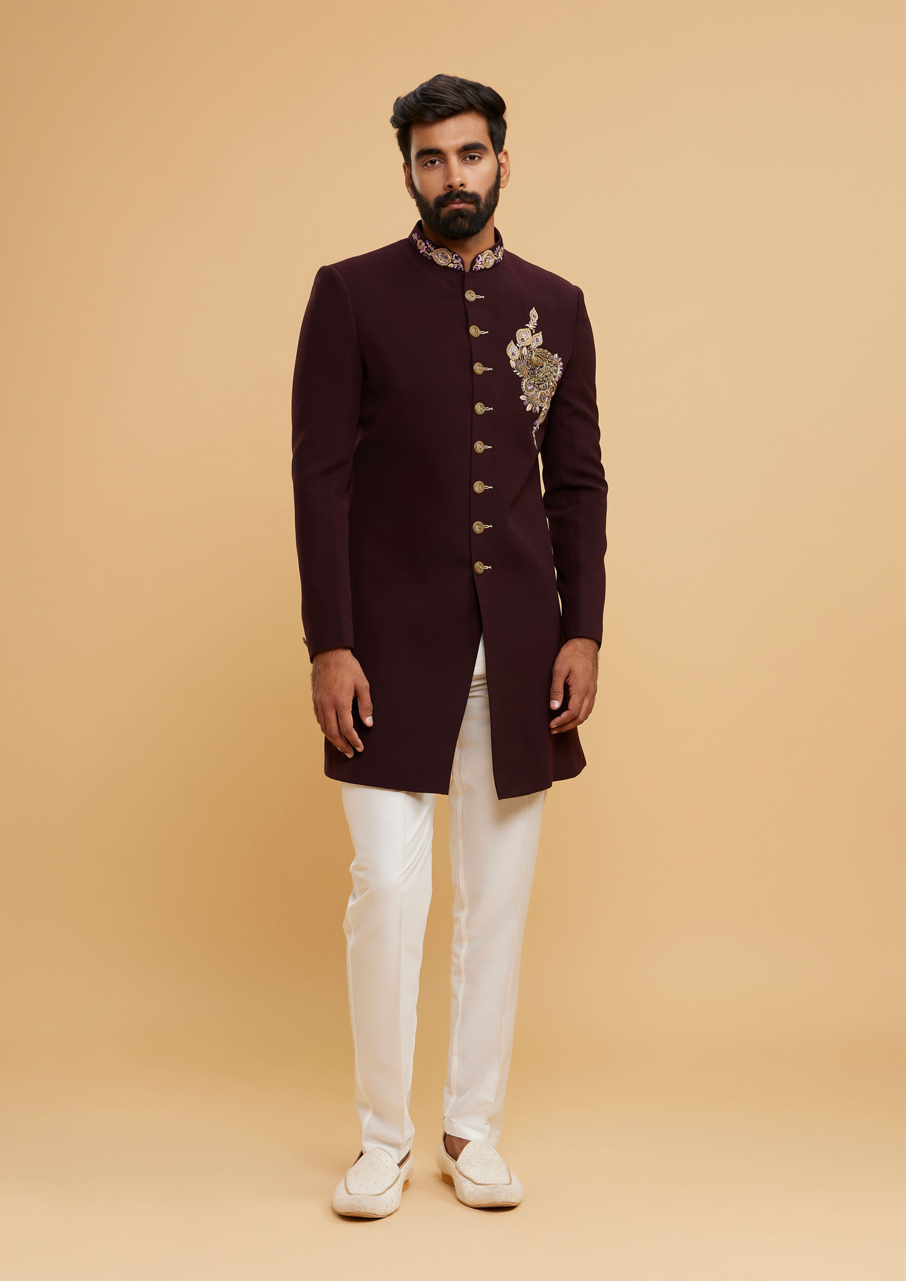 Twamev Men Regal Wine Majestic Indo Western