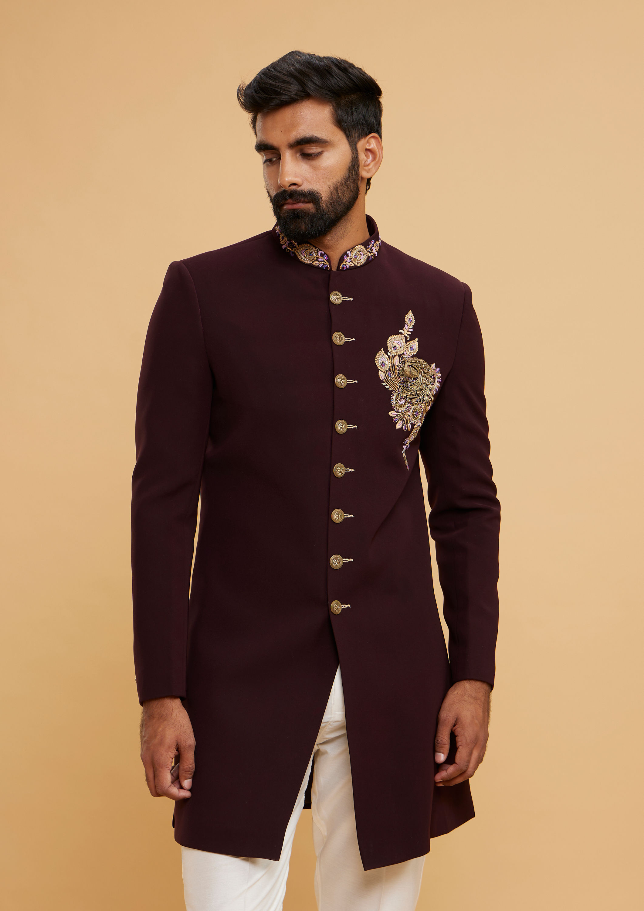 Twamev Men Regal Wine Majestic Indo Western