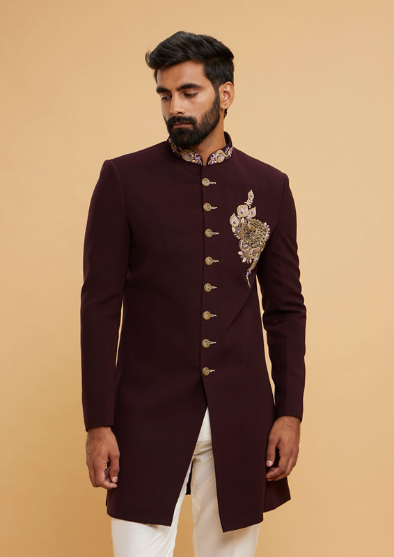 Twamev Men Regal Wine Majestic Indo Western