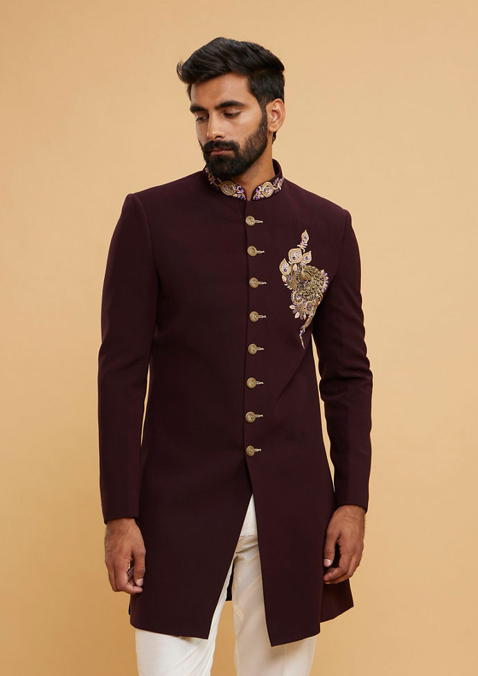 Twamev Men Regal Wine Majestic Indo Western
