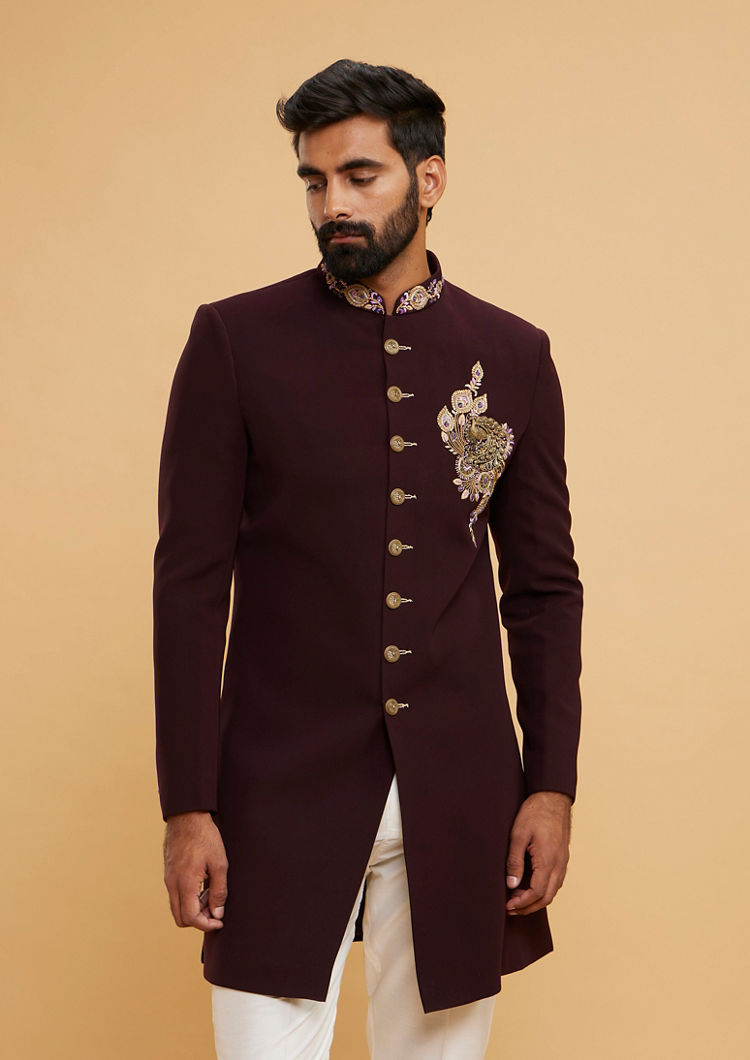 Twamev Men Regal Wine Majestic Indo Western
