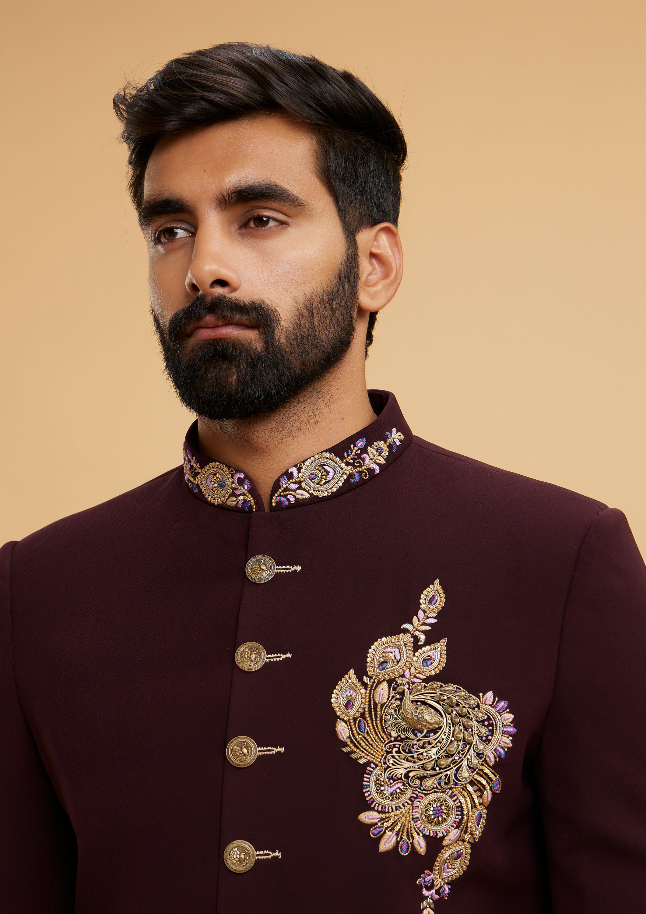 Twamev Men Regal Wine Majestic Indo Western
