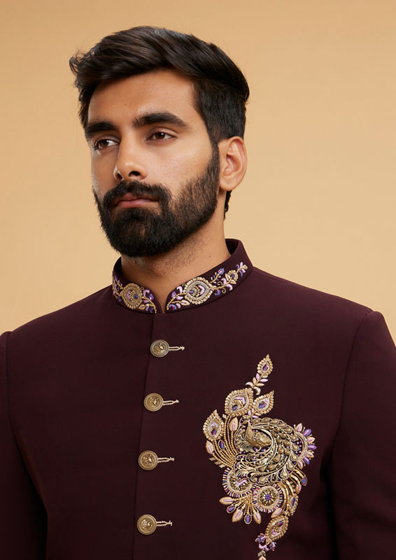 Twamev Men Regal Wine Majestic Indo Western