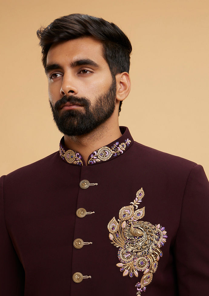 Twamev Men Regal Wine Majestic Indo Western