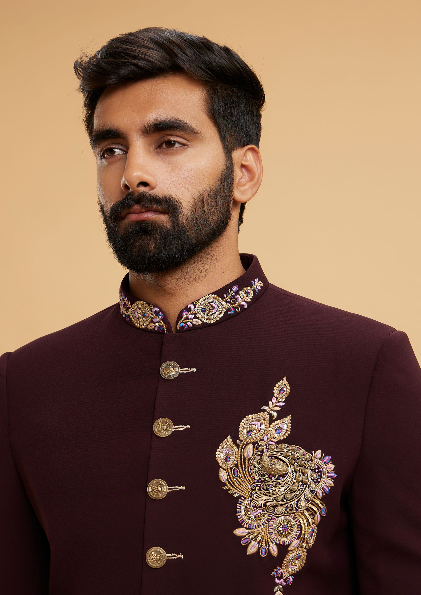 Twamev Men Regal Wine Majestic Indo Western