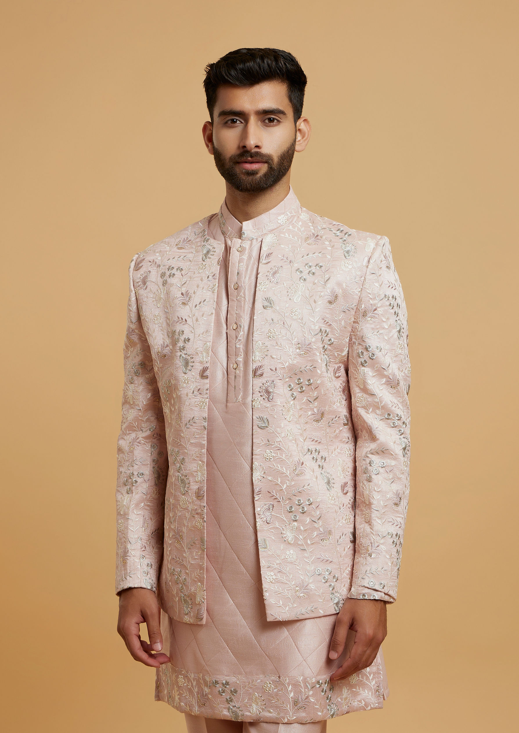 Twamev Men Dusty Pink Elegance Indo Western