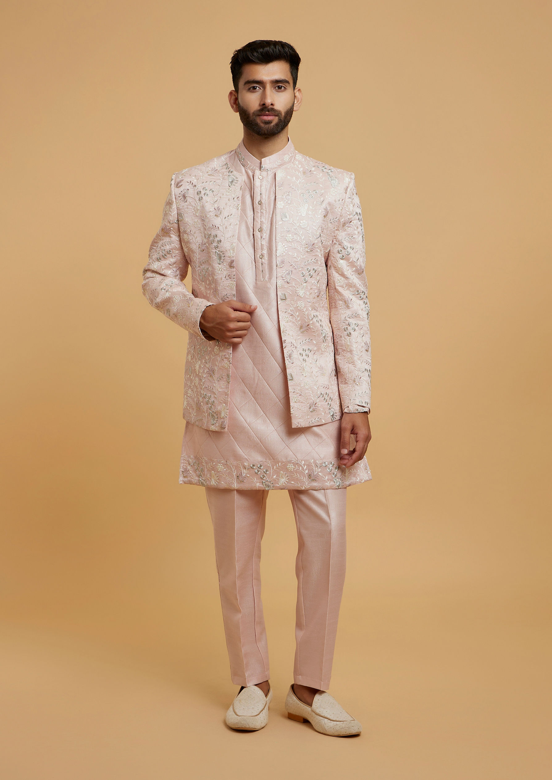 Twamev Men Dusty Pink Elegance Indo Western