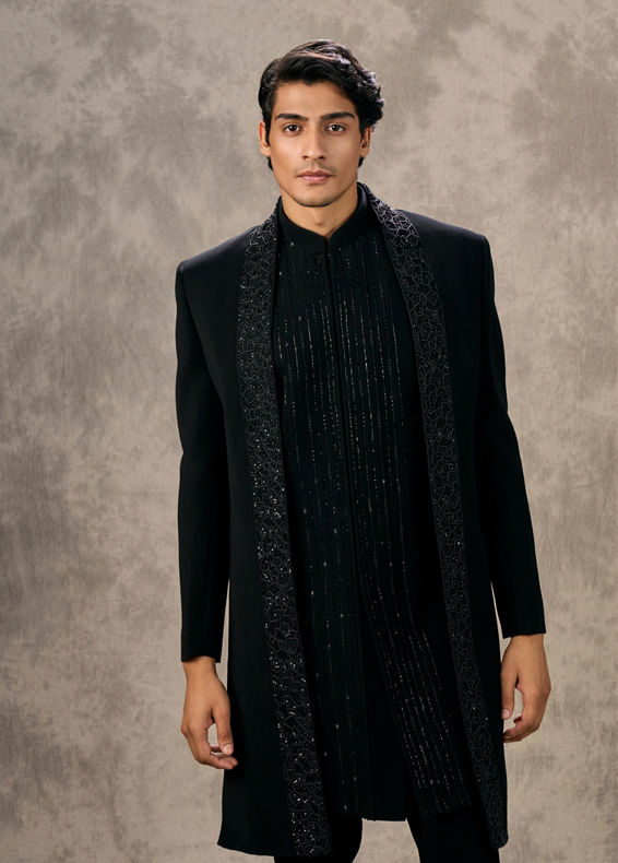 Twamev Men Black Majestic Radiance Indo Western