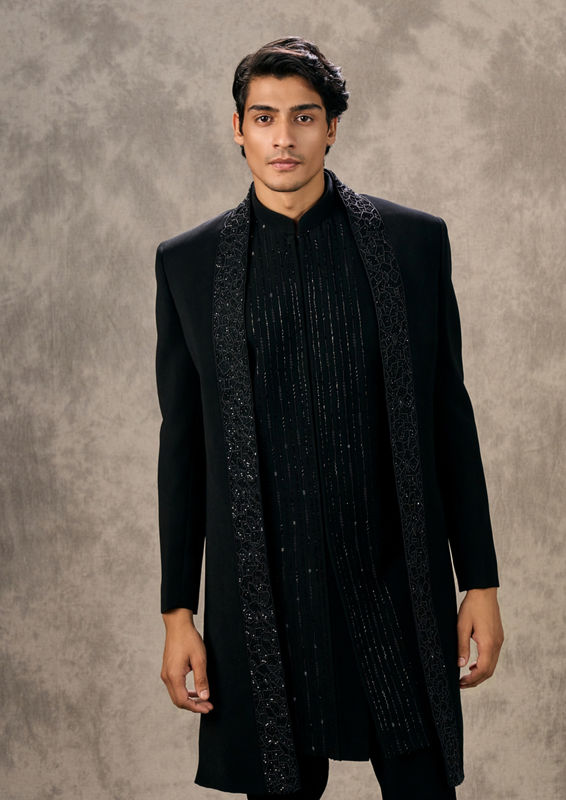 Twamev Men Black Majestic Radiance Indo Western