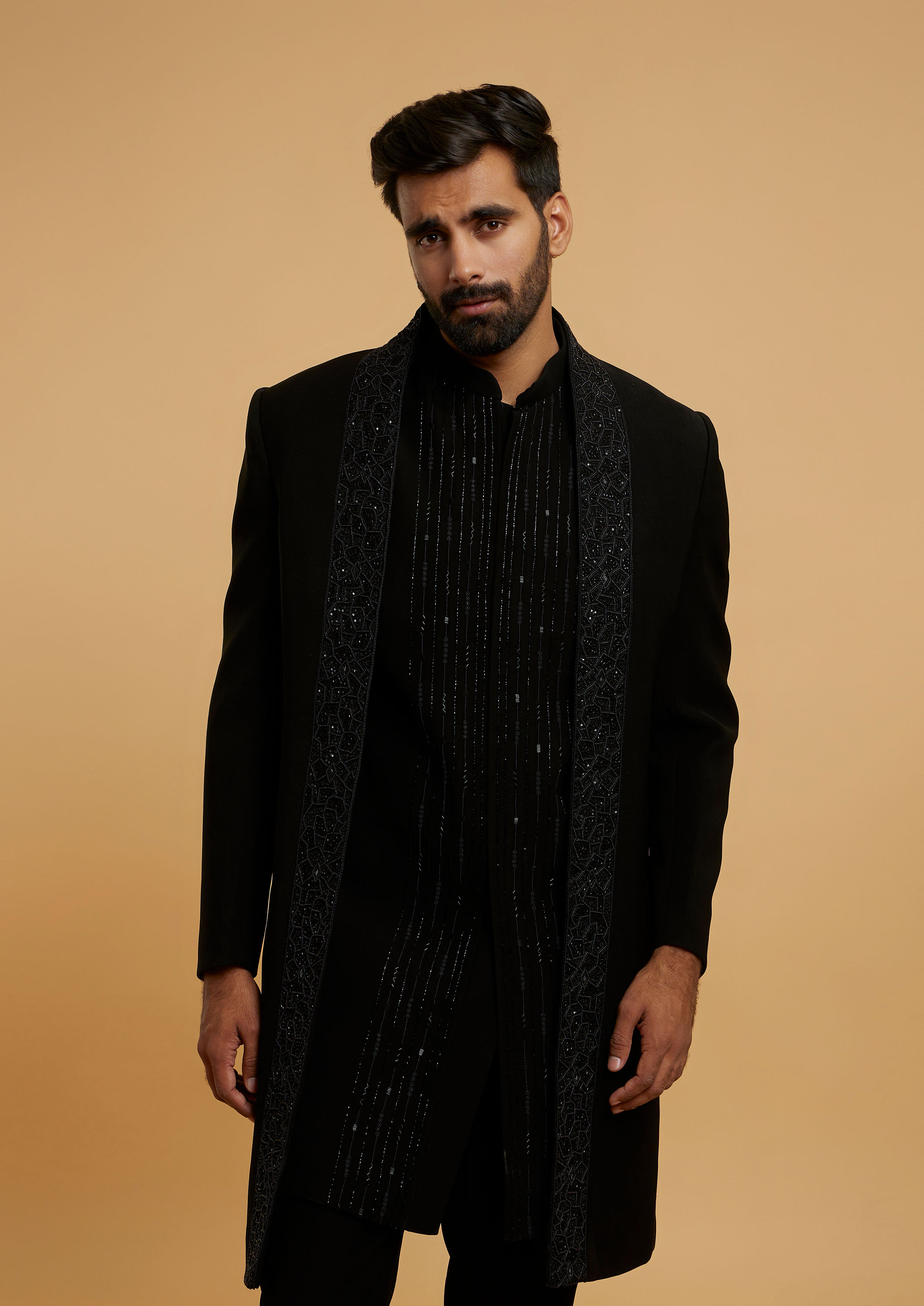 Twamev Men Black Majestic Radiance Indo Western