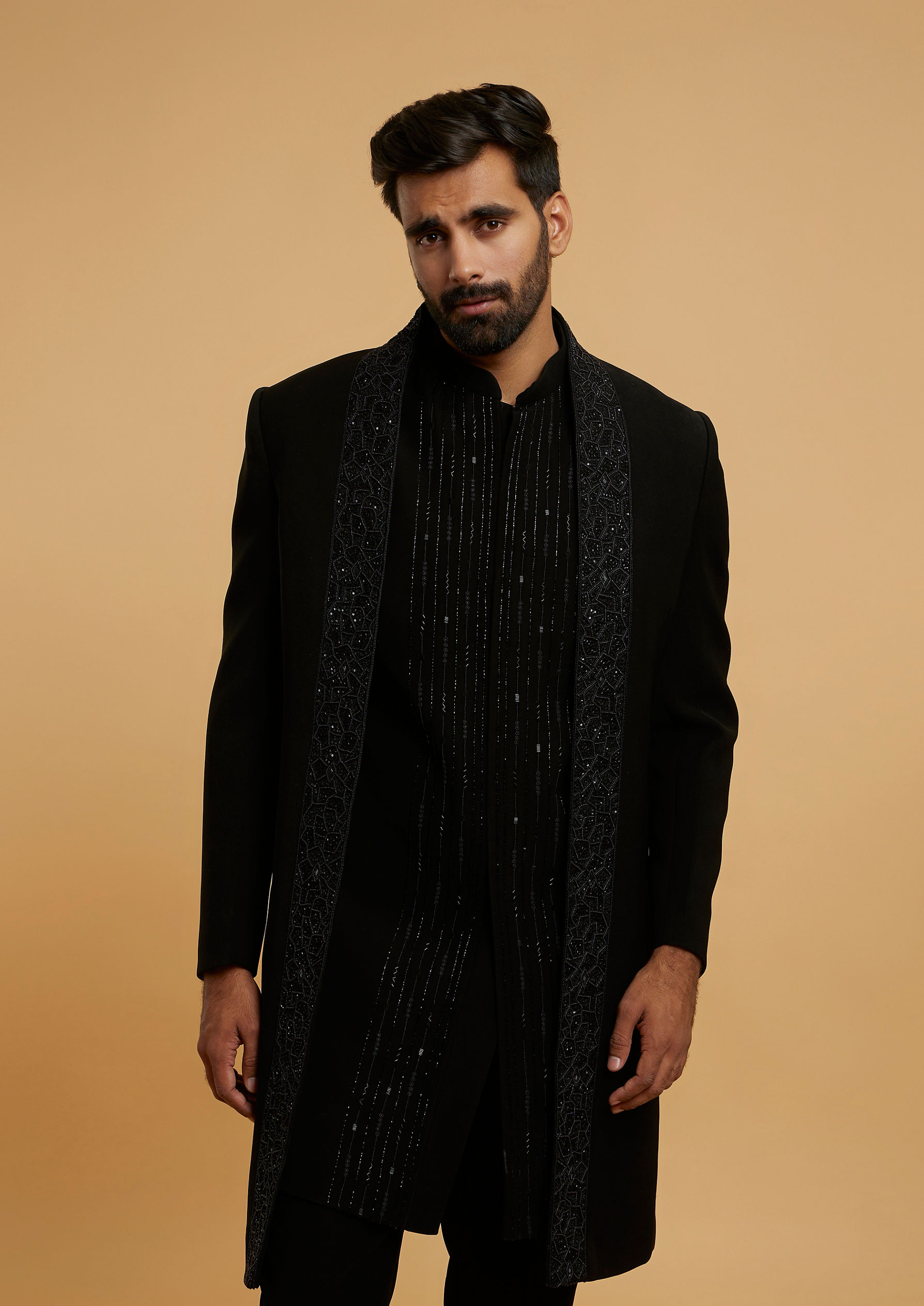 Twamev Men Black Majestic Radiance Indo Western