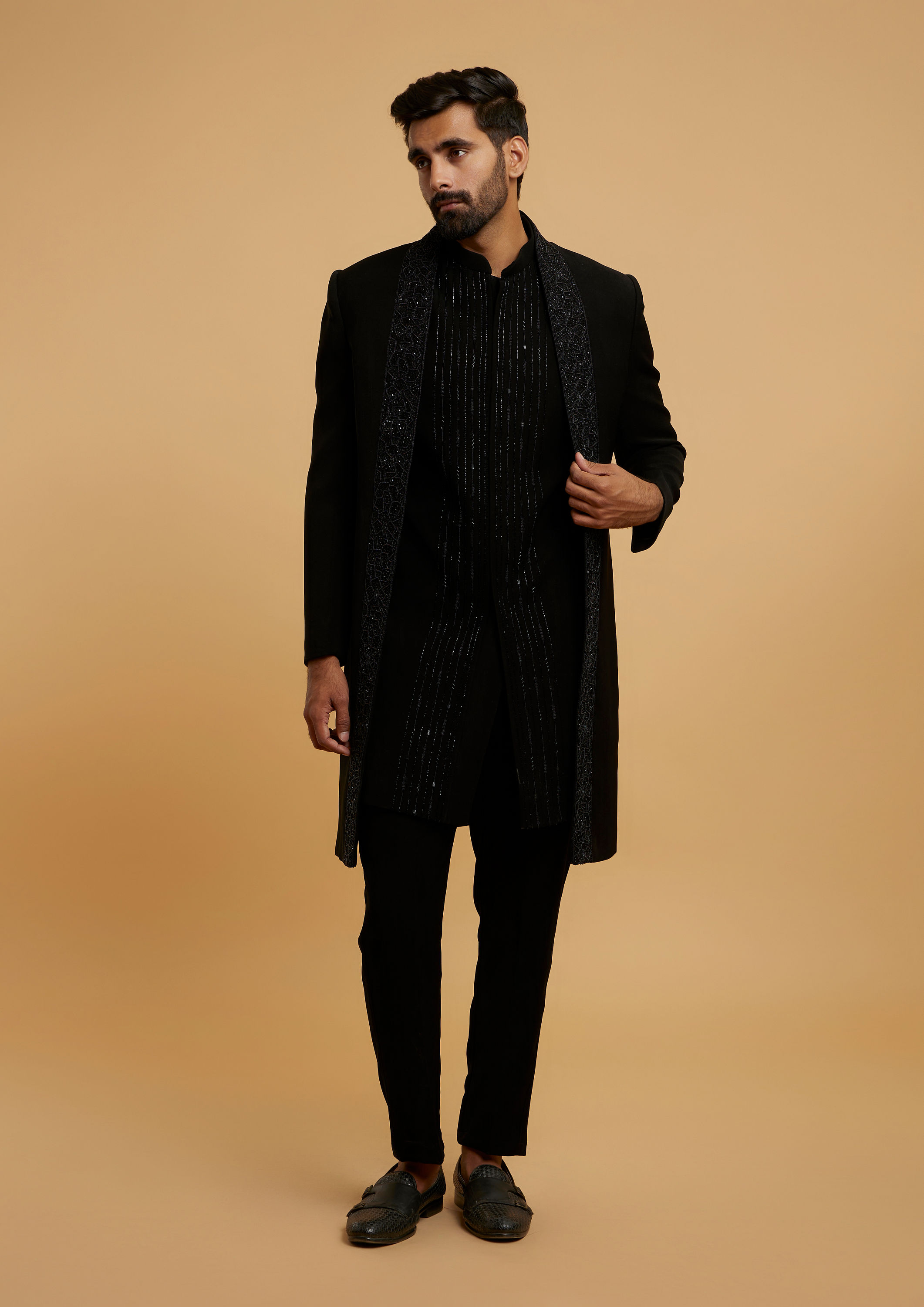 Twamev Men Black Majestic Radiance Indo Western
