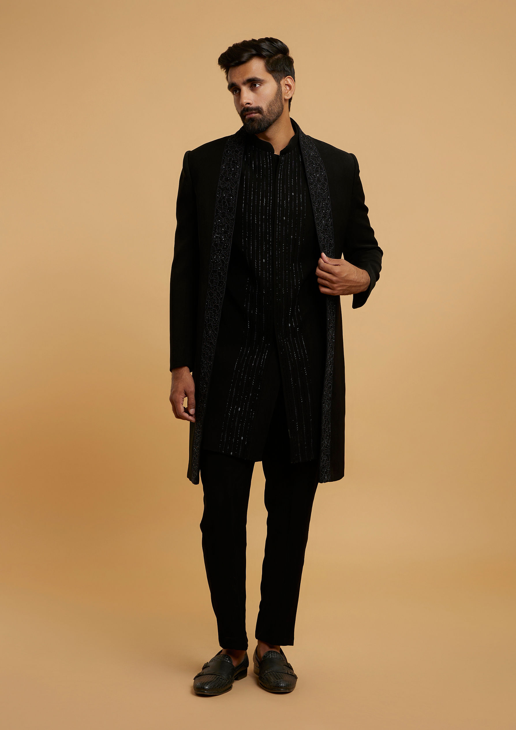 Twamev Men Black Majestic Radiance Indo Western
