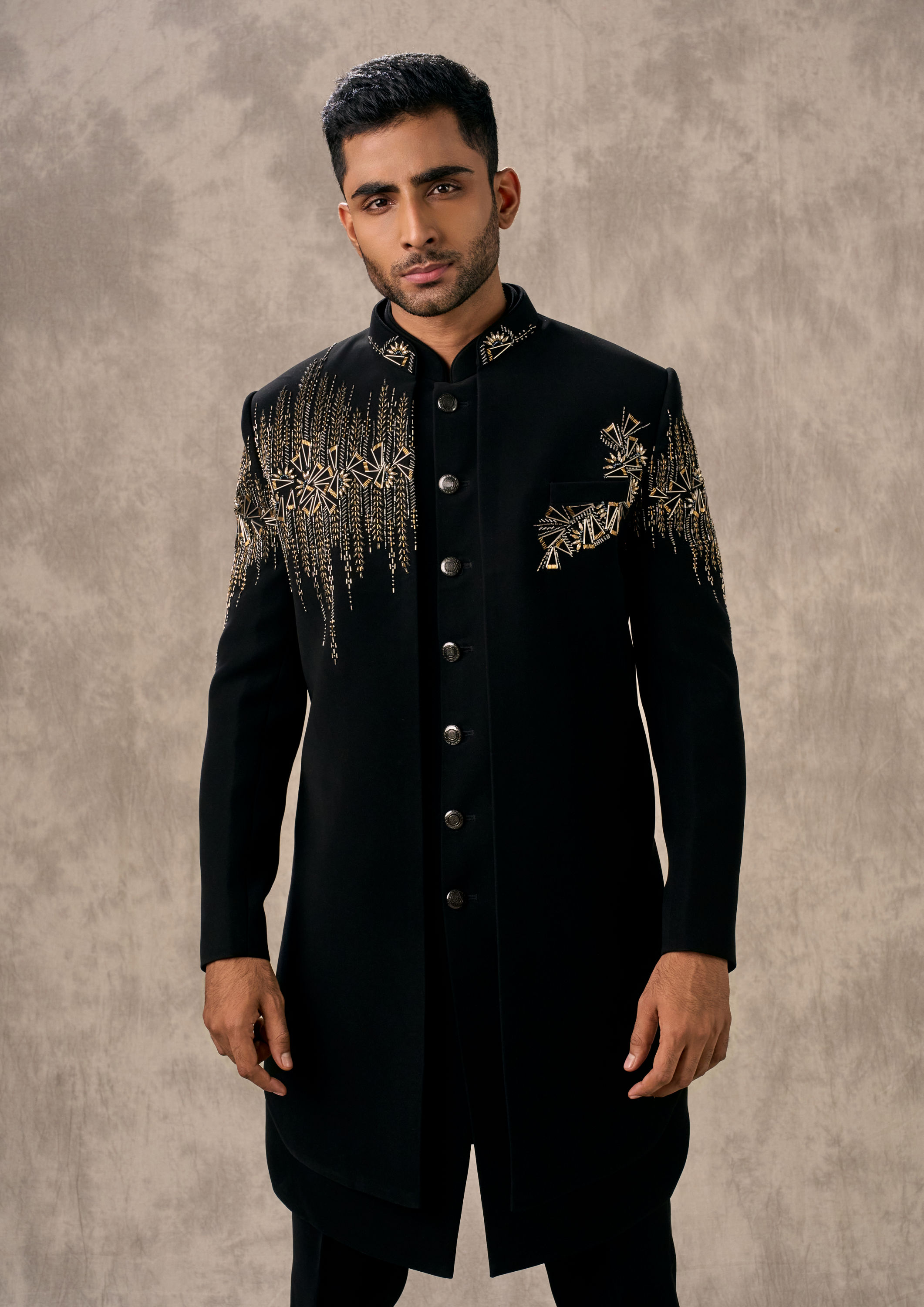 Twamev Men Glamorous Black Ensemble Indo Western