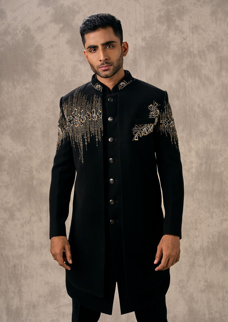 Twamev Men Glamorous Black Ensemble Indo Western