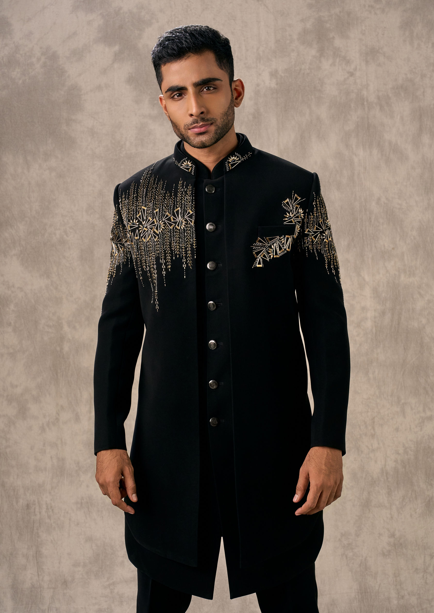 Twamev Men Glamorous Black Ensemble Indo Western