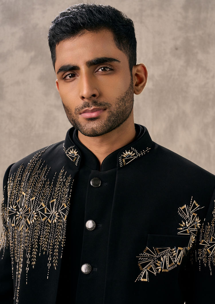 Twamev Men Glamorous Black Ensemble Indo Western