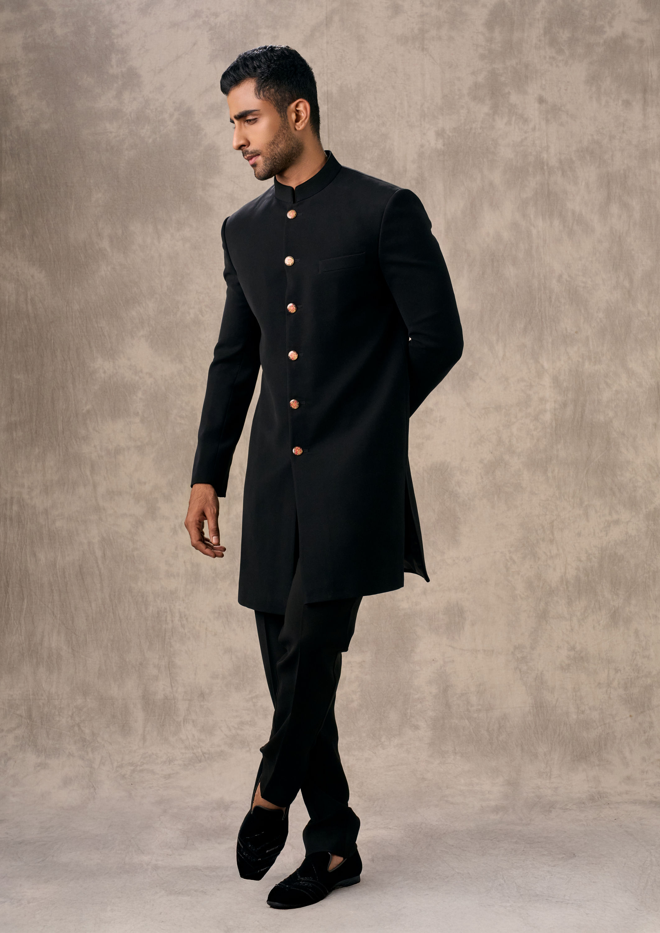 Twamev Men Glamorous Black Ensemble Indo Western