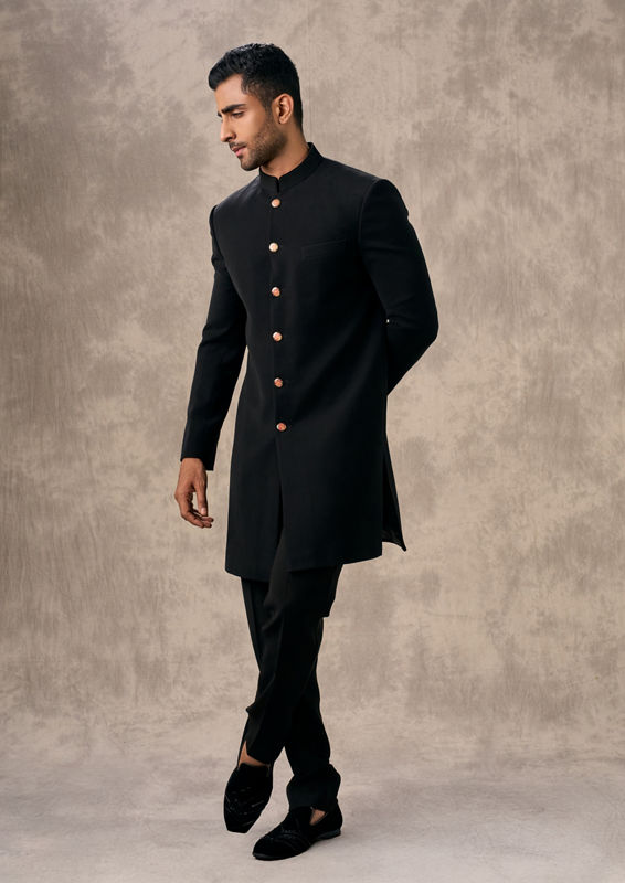 Twamev Men Glamorous Black Ensemble Indo Western