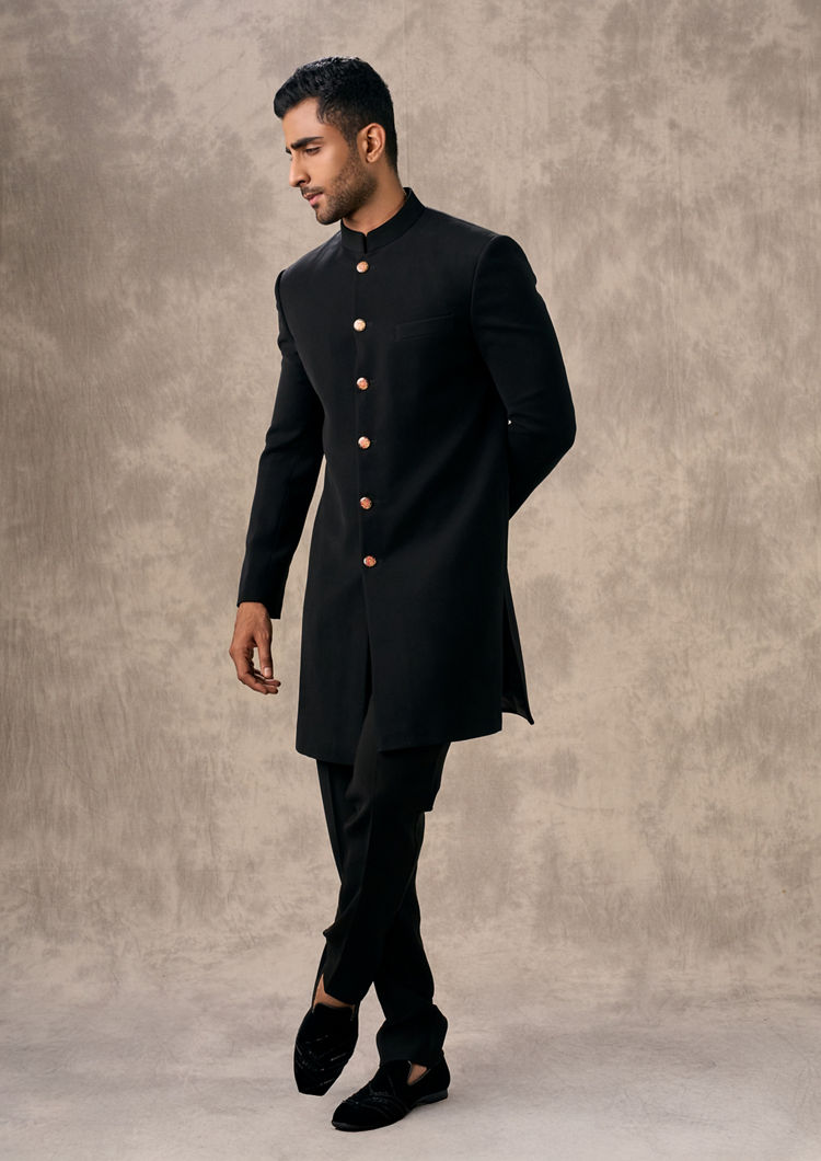 Twamev Men Glamorous Black Ensemble Indo Western