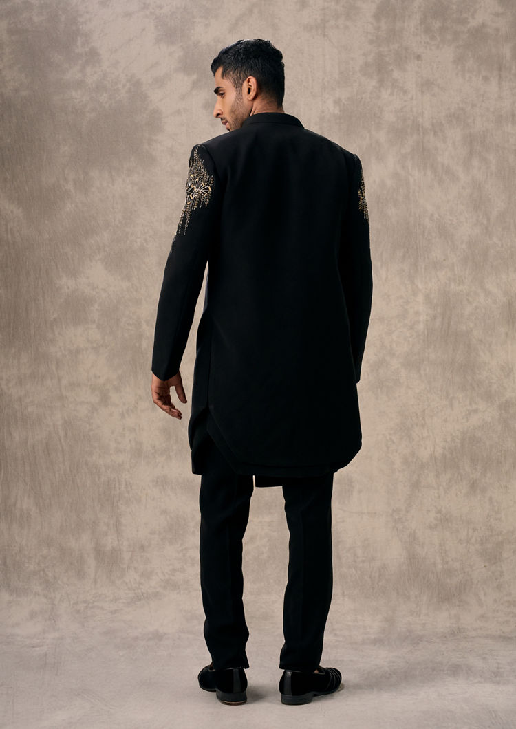 Twamev Men Glamorous Black Ensemble Indo Western