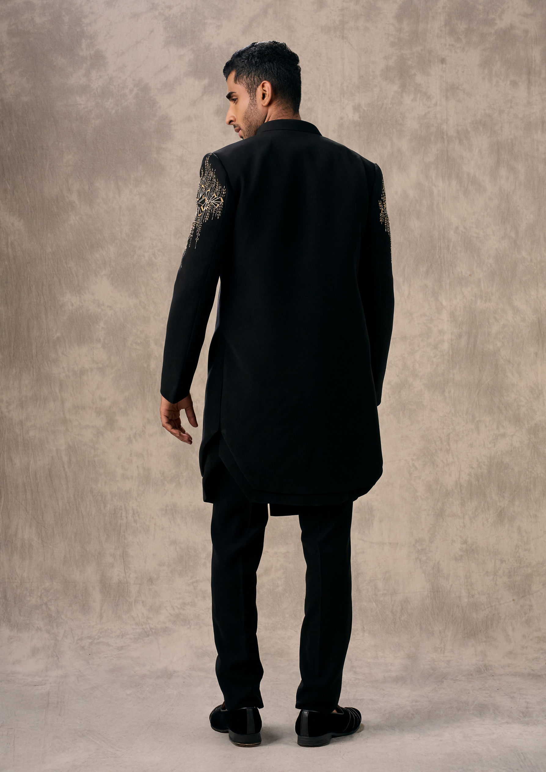 Twamev Men Glamorous Black Ensemble Indo Western