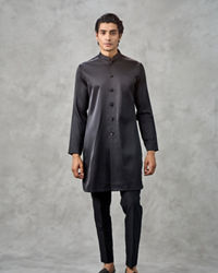 Twamev Men Champagne Tissue Zardozi Aari Embroidered Indo Western Set