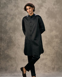 Twamev Men Black Pashmina Multicolour Paisley Woven Indo Western Set
