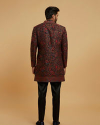 Twamev Men Black Brocade Elegance Indo Western