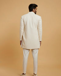 Twamev Men Cream Georgette Glimmer Indo Western